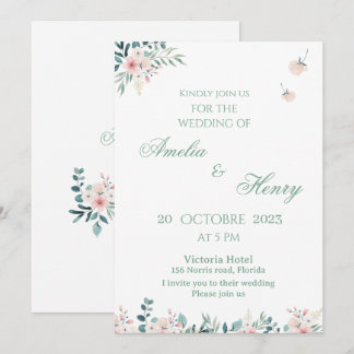 Eine einfache Aquarell-Hochzeitseinladungskarte Einladung