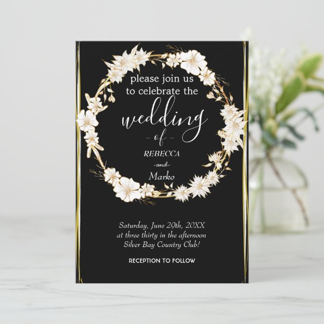 Eine einfache Einladung aus weißem Gold (Stehend Vorderseite)