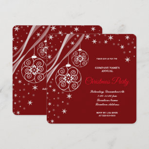 Eine einfache elegante rote Weihnachtsfeier-Einlad