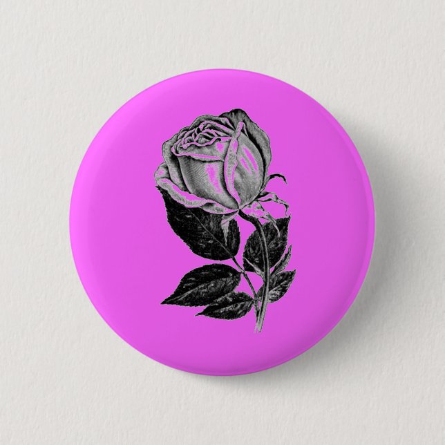 Eine einfache Rose... Illustration B&W Button (Vorderseite)