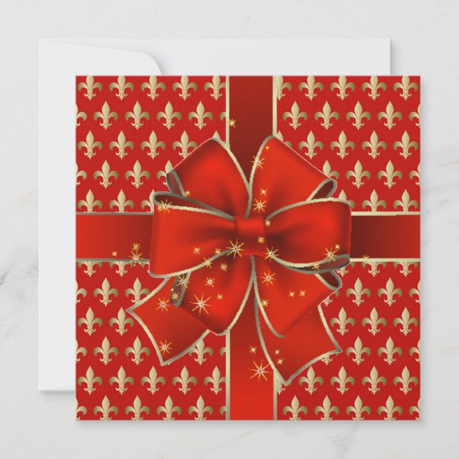 Eine einladende Royally Elegant Red Bow Lilie Einladung (Vorderseite)