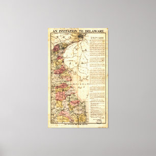 "Eine Einladung nach Delaware" Map (1903) Leinwanddruck