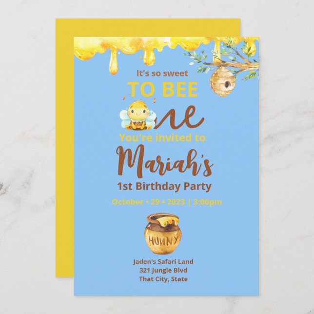 Eine Einladung Süße zu Biene (Vorne/Hinten)