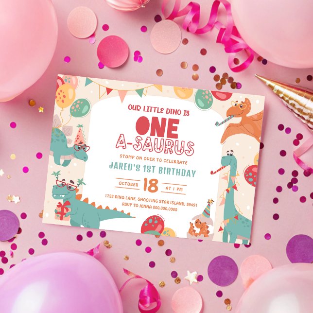 Eine Einladung zum Geburtstag eines Saurus. Unser  (One A Saurus Birthday Invitation. Our Little Dino 1st Birthday Invite. Printable Boy Modern Digital )