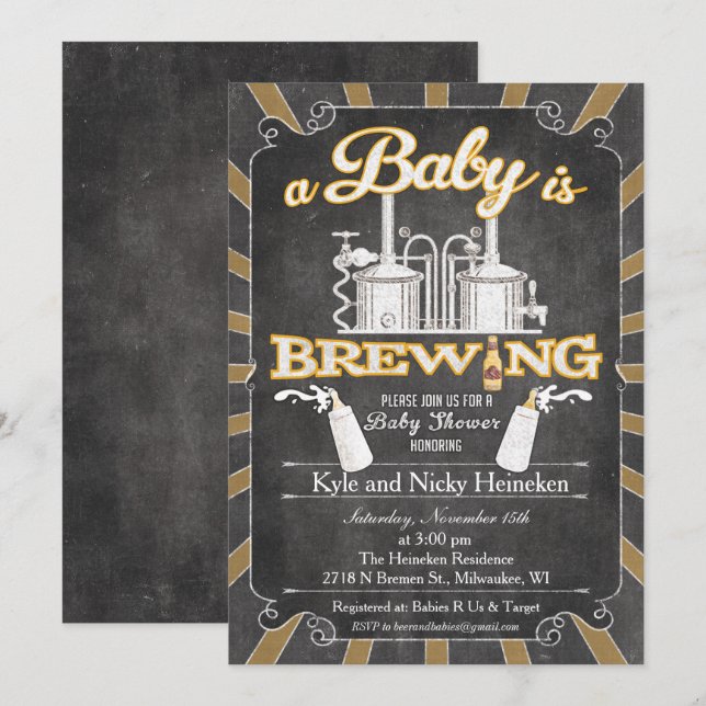 Eine Einladung zur GRILLEN "Baby ist Brewing" (Vorne/Hinten)