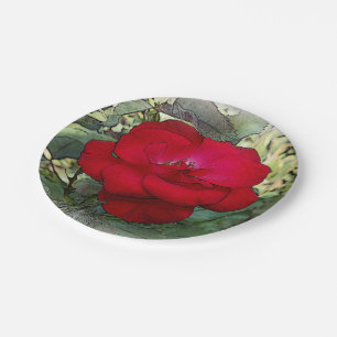 Eine einsame Rose Pappteller