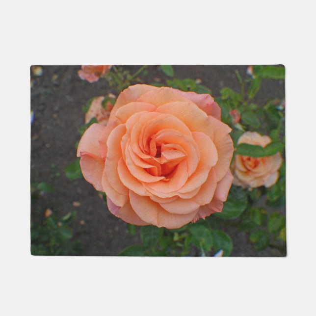 Eine einzelne orangefarbene Blume Fußmatte (Vorderseite)