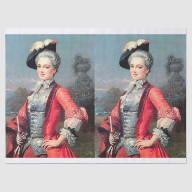 Eine elegante Dame des 18. Jahrhundertsfür Seidenpapier (Vorderseite)