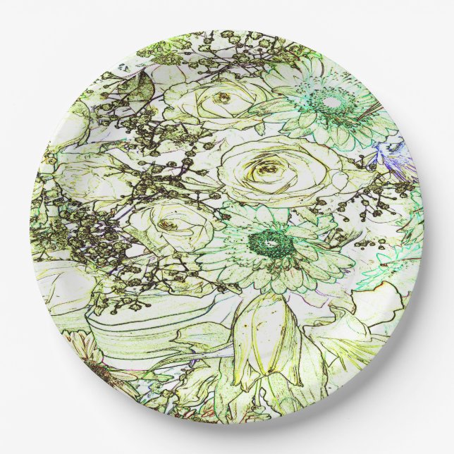 Eine elegante grüne Farbe klassisches Designpapier Pappteller (Vorderseite)