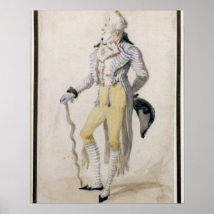 Eine elegante männliche Abbildung, 1793 (Bleistift Poster