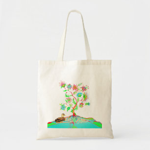 Eine Ente und ein Baum Tragetasche
