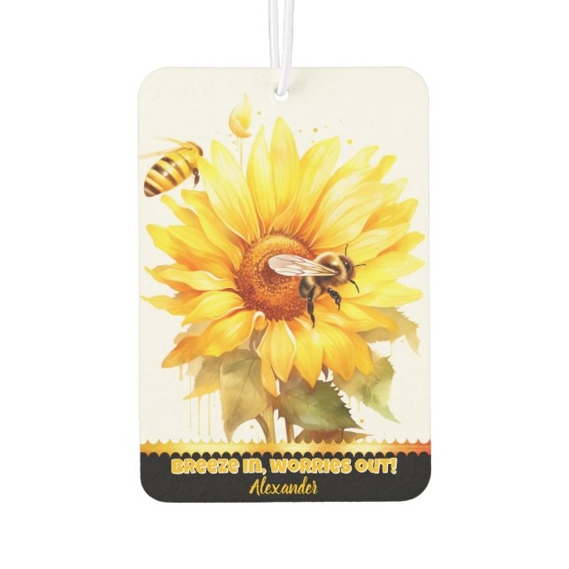 Eine erfrischende Blüte mit blühenden Bienen Autolufterfrischer (Rückseite)