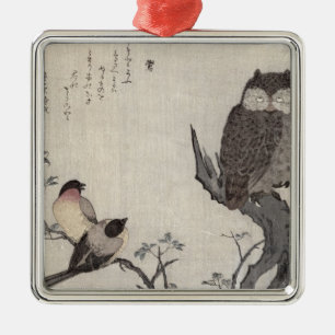 Eine Eule und zwei OstBullfinches Ornament Aus Metall