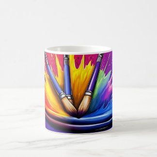 Eine Explosion von lebendigen Farben aus einer Pal Kaffeetasse