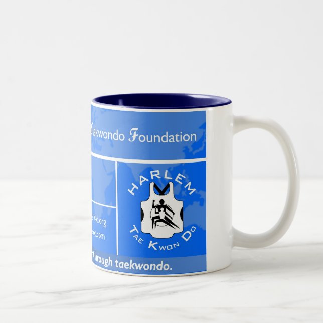 Eine Fahnen-Tasse der WeltTKD Zweifarbige Tasse (Rechts)