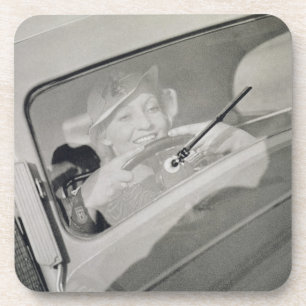 Eine fahrende Frau, c.1930s (Rastertiefdruck) Untersetzer