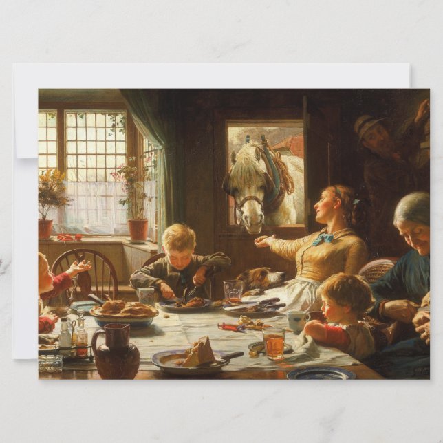 Eine Familie (der Esel wird Gefüttert) Karte (Vorderseite)