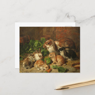 Eine Familie von Kaninchen von Alfred Richardson B Postkarte