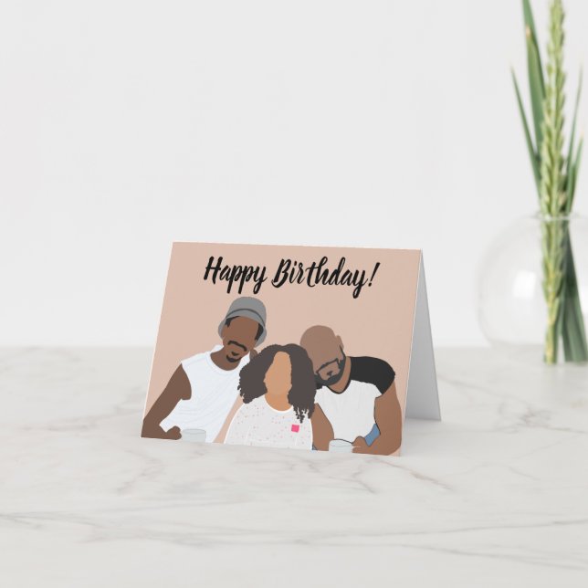 Eine Familie zum Geburtstag Dankeskarte (Vorderseite)