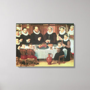 Eine Familien-Sprichwort-Anmut vor der Mahlzeit, Leinwanddruck
