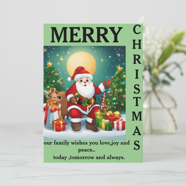 Eine familienfreundliche Weihnachtskarte Feiertagskarte (Stehend Vorderseite)
