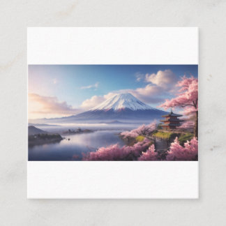 Eine fantastische Ölmalerei auf dem Fuji Quadratische Visitenkarte