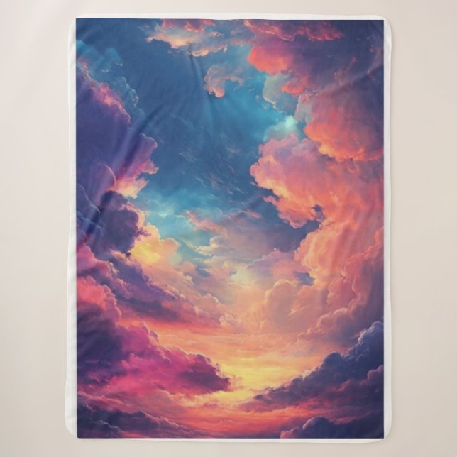 Eine Fantasy Sky Vibe mit traumhaften, mehrfarbige Sherpadecke (Vorderseite)