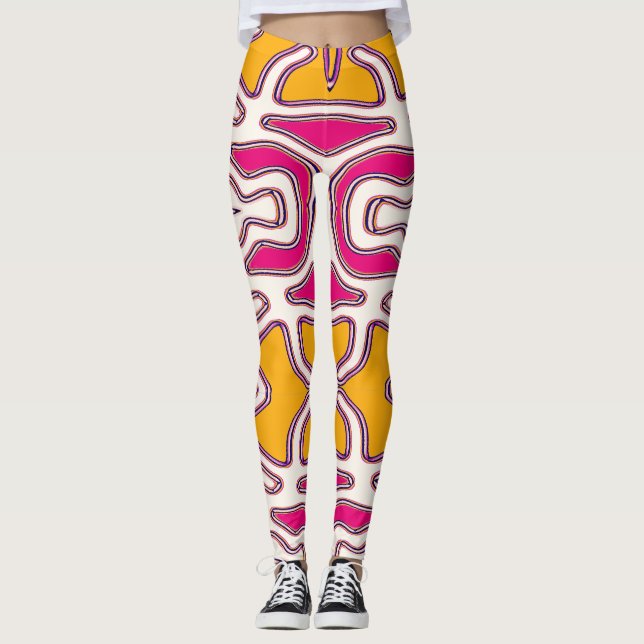 Eine farbenfrohe, nahtlose "Ratti_Creative_Arts"-L Leggings (Vorderseite)