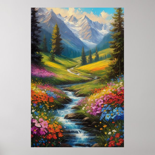 Eine farbenfrohe Oase unter dem Schneeberg Poster (Vorne)