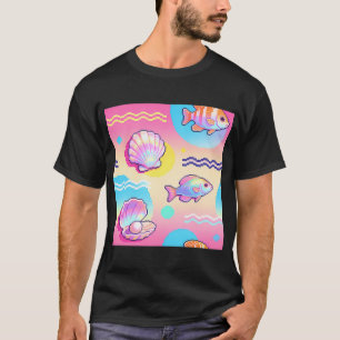 Eine farbenfrohe Pixelkunst-Illustration von Fisch T-Shirt