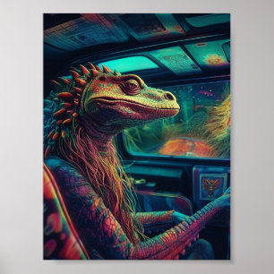 Eine farbenfrohe psychedelische Eidechse in einem Poster
