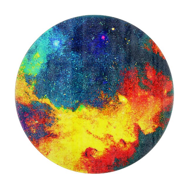 Eine farbenfrohe Reise durch das Universum. Jetzt  Schneidebrett (Vorderseite)