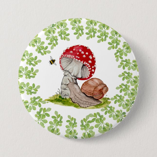 Eine farbenfrohe Waldfliege und eine Schnecke Button (Vorderseite)