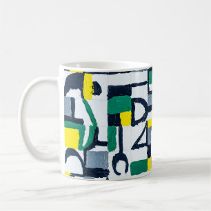 eine Farbenmalerei; Abstrakte Rastermalerei;  Kaffeetasse