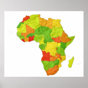 eine farbkodierte Karte Afrikas mit seinen Ländern Poster