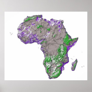 Eine farbkodierte Karte Afrikas mit seinen Ländern Poster
