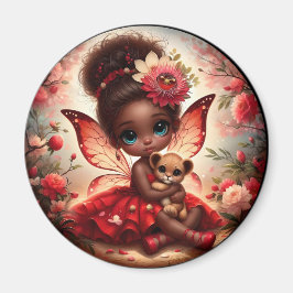 Eine Fee und ihr Lion Cub Red Magnet