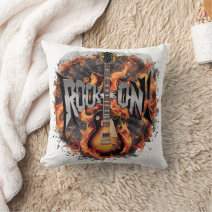 Eine feurige E-Gitarre entzündet den Rockgeist Kissen