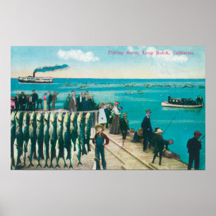 Eine Fischen-Szene mit einem enormen Fang Poster