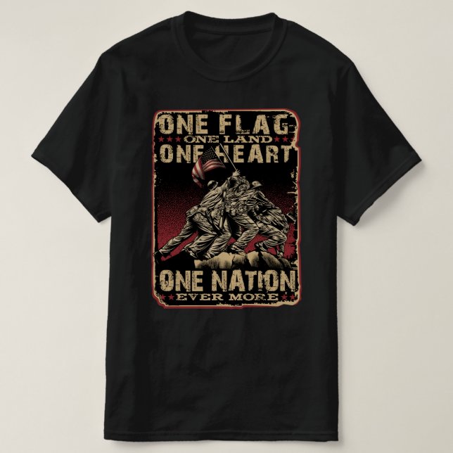 eine Flagge ein Land ein Herz ein Nation Veteran T T-Shirt (Design vorne)