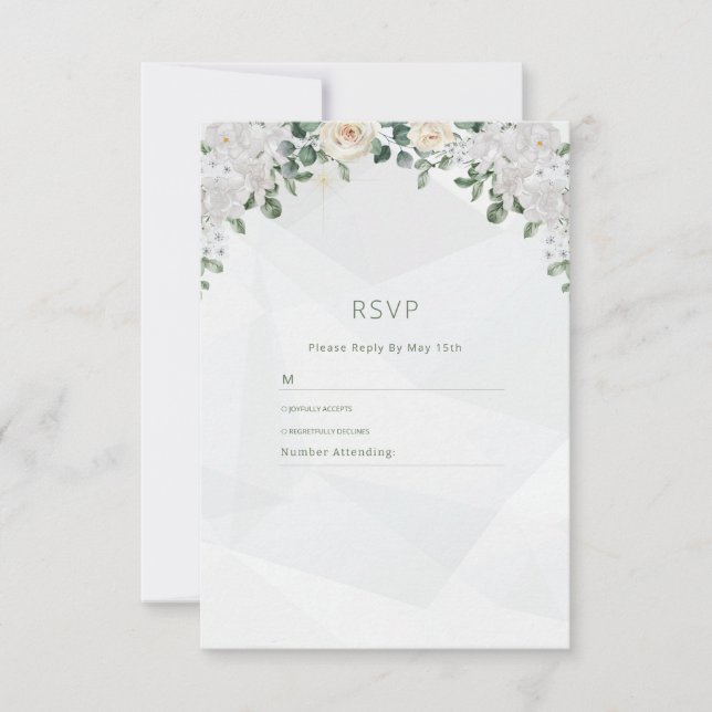 Eine florale Hochzeitskarte des RSVP (Vorderseite)