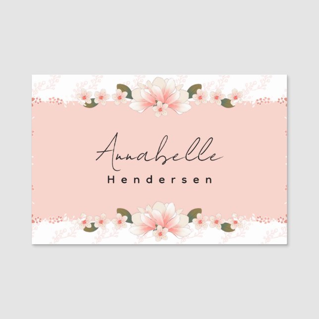 Eine florale, moderne Minimalistische Namensmarke Namensschild (Vorderseite)