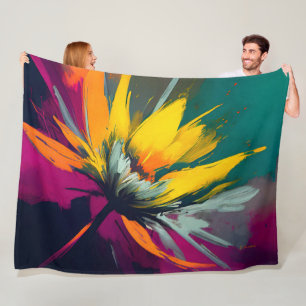 Eine florale Odyssee – Expressiver Blütenaufbruch Fleecedecke