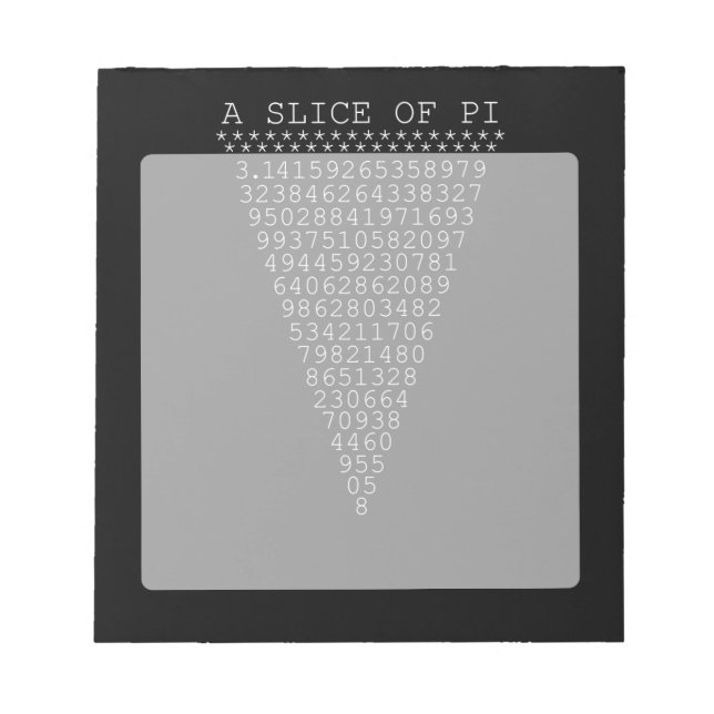 Eine Folie mit Pi-Typografie Notizblock (Vorderseite)