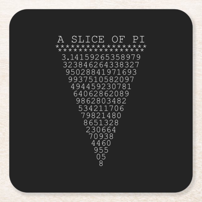 Eine Folie mit Pi-Typografie Rechteckiger Pappuntersetzer (Vorderseite)