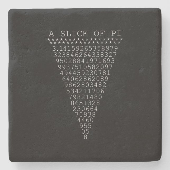 Eine Folie mit Pi-Typografie Steinuntersetzer (Vorderseite)