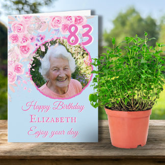 Eine Foto-Blumen-Geburtstagskarte zum 83. Karte