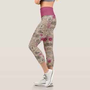 Eine französische Ephemera-Designreihe 24 Capri Leggings