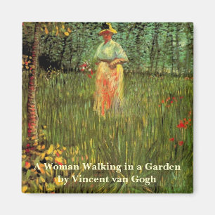 Eine Frau, die in einem Garten von Vincent van Gog Magnet