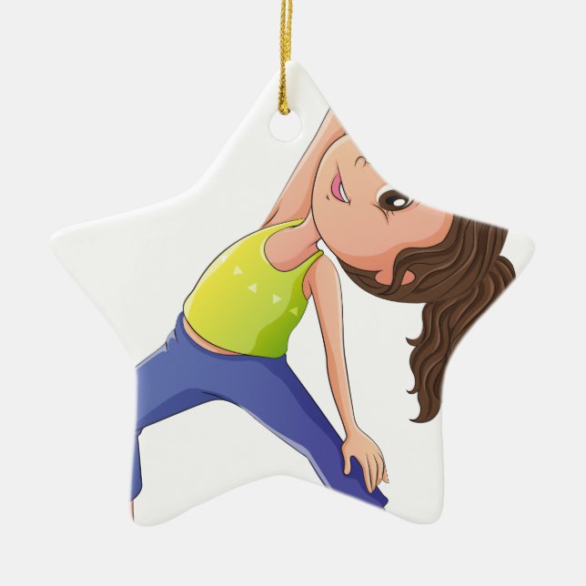 Eine Frau, die Yoga tut Keramik Ornament (Vorne)